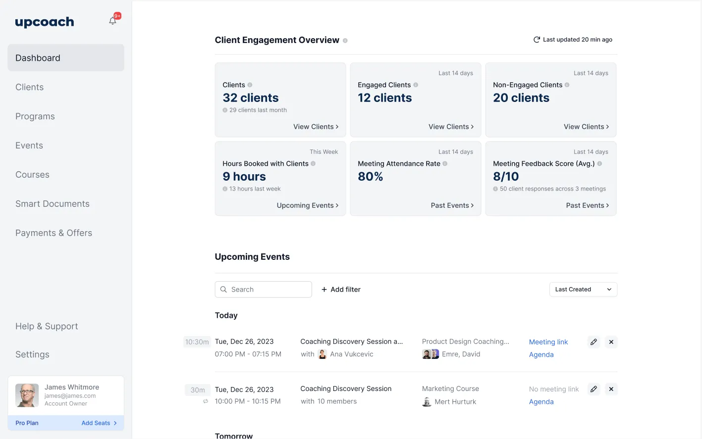 upcoach Coaching Dashboard